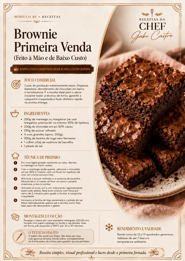 Receita Brownie Primeira Venda