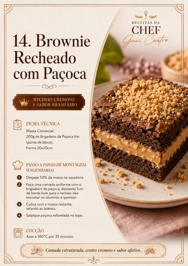 Receita Brownie Recheado com Paçoca